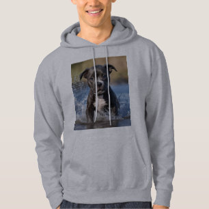 "Wave Chaser: A Staffy Puppy at Play in the Ocean" Hoodie