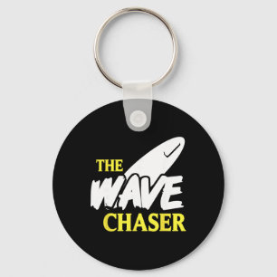 Wave Chaser Surfboard Ocean Wave Adventure Scene Key Ring