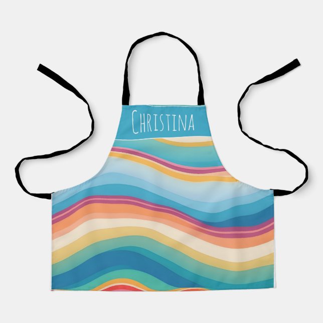 Wave Colourful Custom Personalised Pattern Apron (Front)