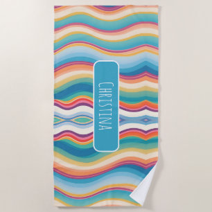 Wave Colourful Custom Personalised Pattern Beach Towel