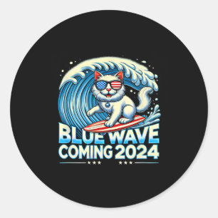 Wave Coming 2024 Cat Owners Kamala Harris 2024 Des Classic Round Sticker