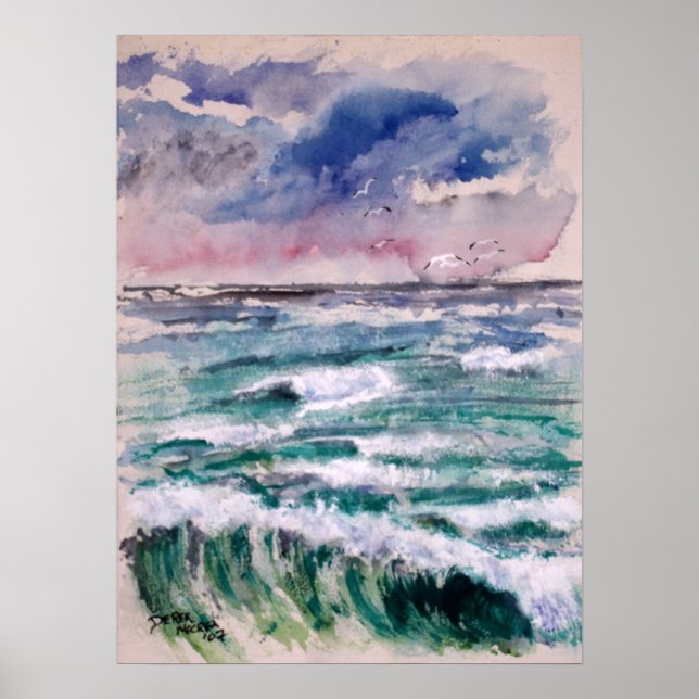 Wave Crash beach art gifts Poster (Front)