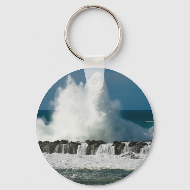 Wave Crashing over Shark's Cove Key Ring (Front)