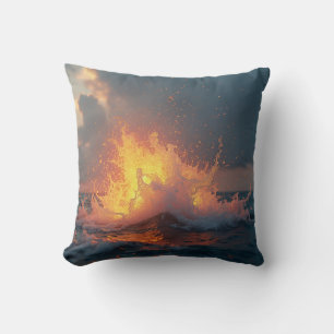 Wave crashing painting cushion
