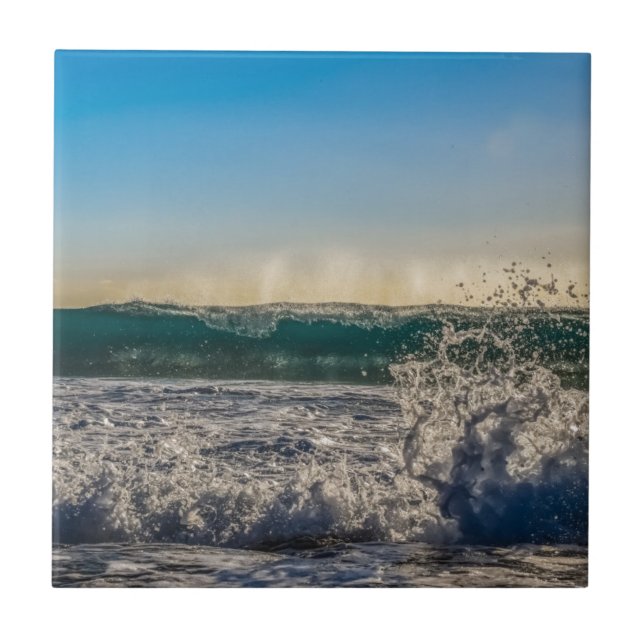 Wave Crashing to Shore Ceramic Tile (Front)