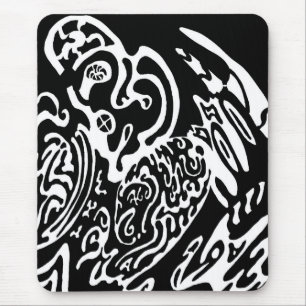 "Wave Creature" B&W abstract Art Mouse Pad