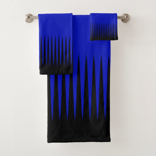 Wave Design Blue Bath Towel Set (Insitu)
