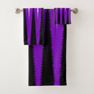 Wave Design Purple Bath Towel Set