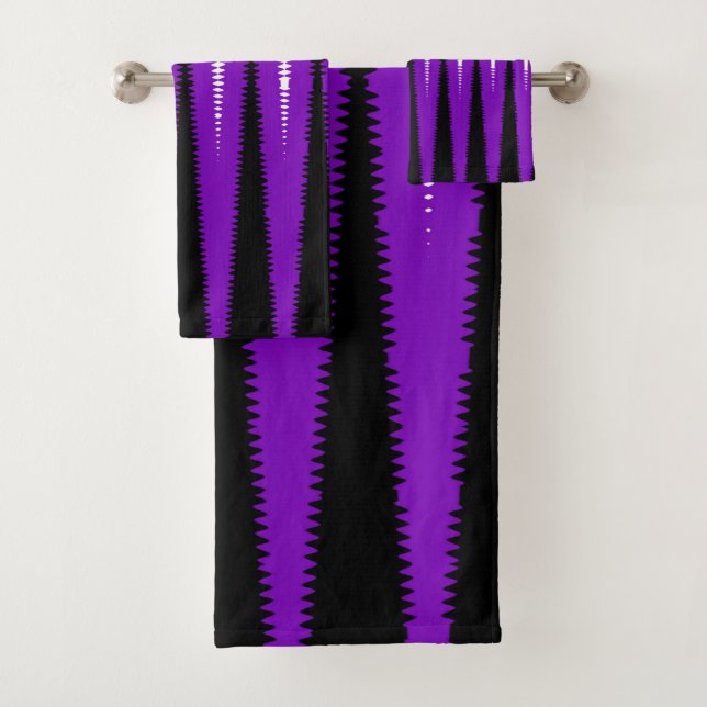 Wave Design Purple Bath Towel Set (Insitu)