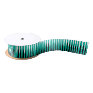 Wave Design Teal Satin Ribbon