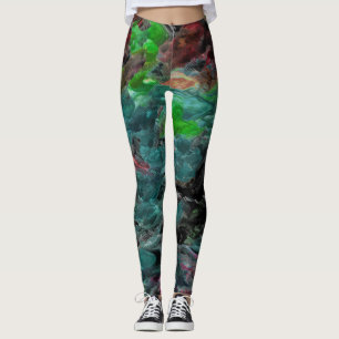Wave-effect seaweed or coral leggings