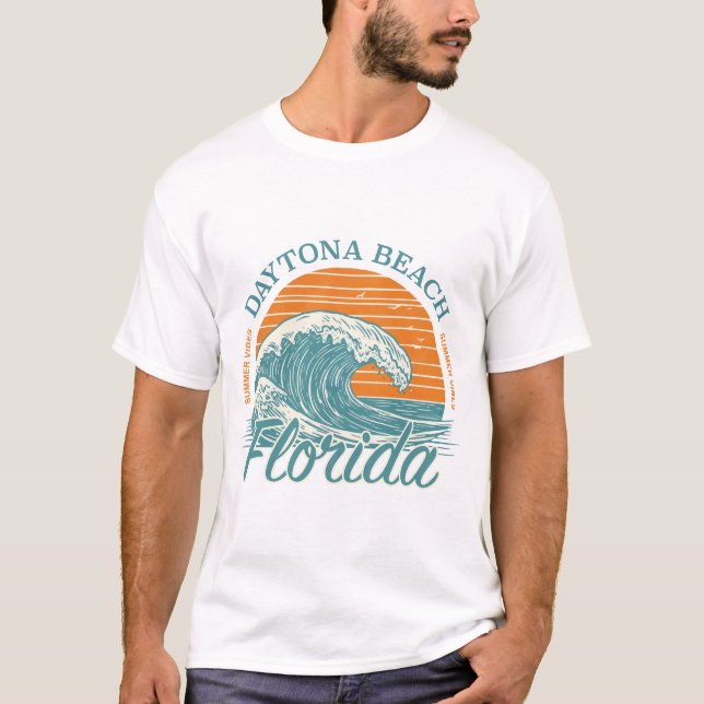 Wave Hello to Sunshine – Daytona Beach Retro Tee (Front)