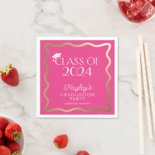 Wave Hot Pink Graduation Party Welcome Napkin