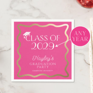 Wave Hot Pink Graduation Party Welcome Napkin