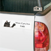 Wave if you love Cats Bumper Sticker (On Truck)
