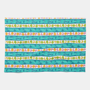 Wave Lengths Kitchen Towel in White