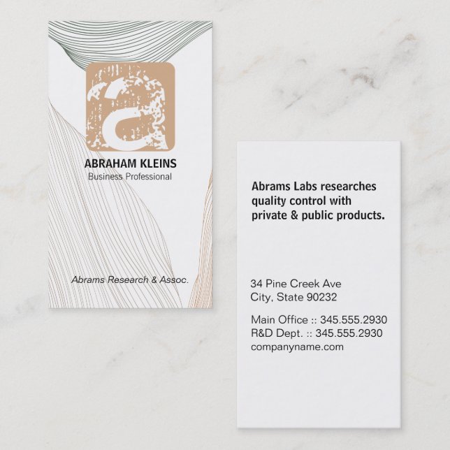 Wave Line Pattern | Monogram Business Card (Front/Back)