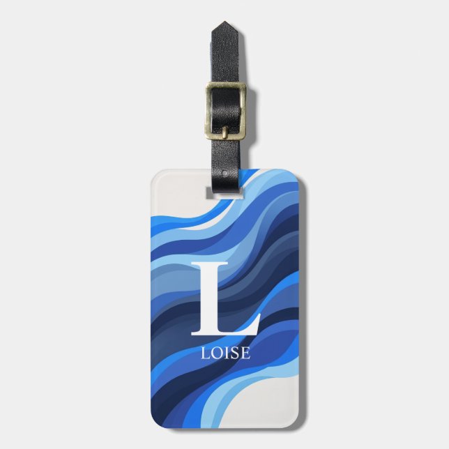 Wave Monogram Luggage Tag (Front Vertical)
