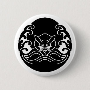 Wave moon rabbit 6 cm round badge