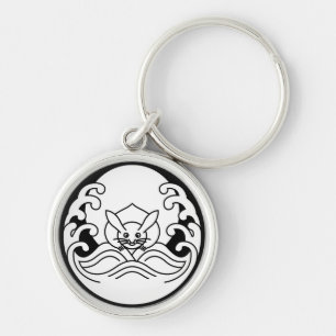 Wave moon rabbit key ring