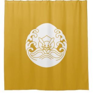 Wave moon rabbit shower curtain
