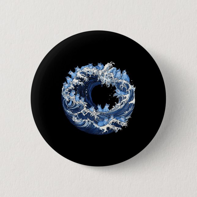 Wave Of Blue Cats For Kamala  6 Cm Round Badge (Front)