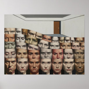 "Wave of Faces" Design Print Poster Wall Art 