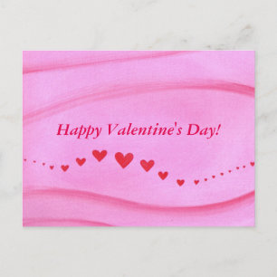 Wave of Red Hearts on Pink Valentine Postcards