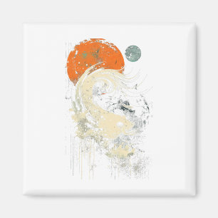 Wave Orange Black Surfing Graphic Magnet