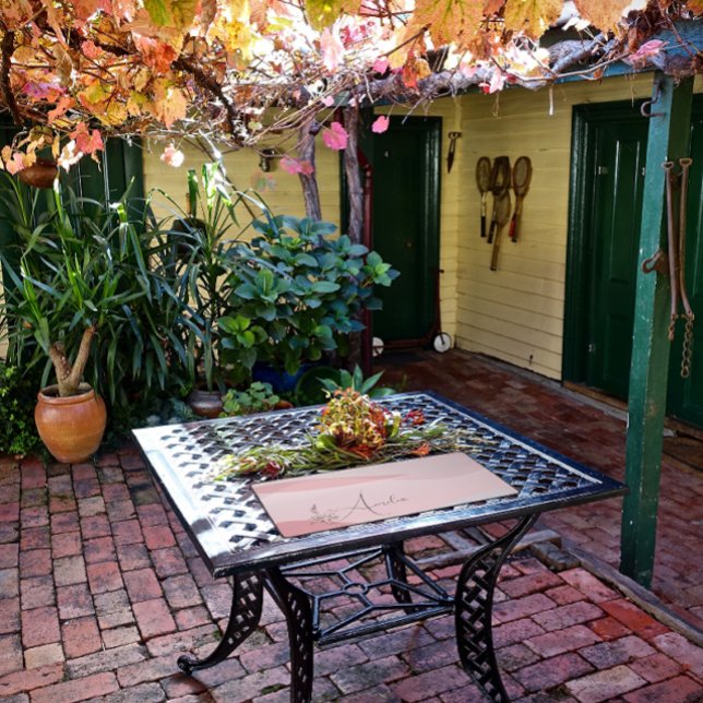 Wave pastel pink rose-colour gradient floral name  desk mat (Creator Uploaded)