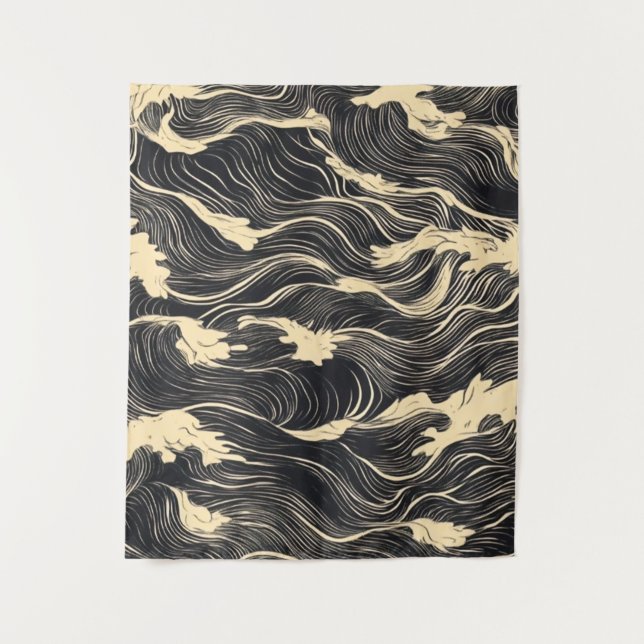 Wave Pattern Coastal Style Tapestry (Front)