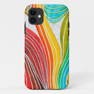 Wave Pattern Drawn By Watercolor Paints iPhone 11 Case