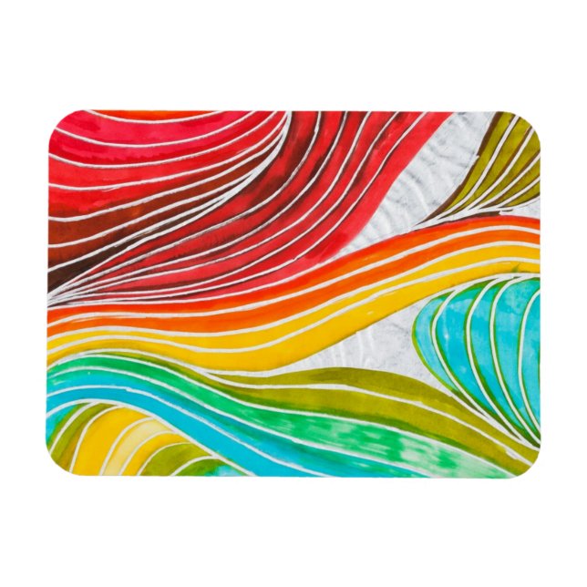 Wave Pattern Drawn By Watercolor Paints Magnet (Horizontal)
