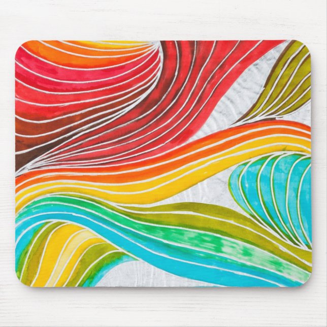 Wave Pattern Drawn By Watercolor Paints Mouse Pad (Front)