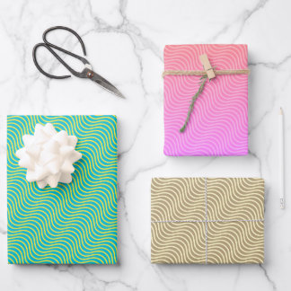 Wave Pattern In Three Colorways Wrapping Paper Sheet