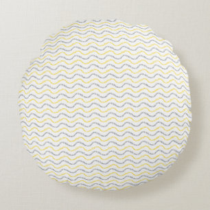 Wave Pattern Yellow & Grey Round Pillow
