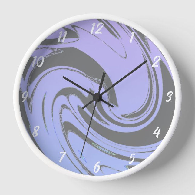 Wave Patterns Blue Purple Grey Colourful Gift Clock (Front)