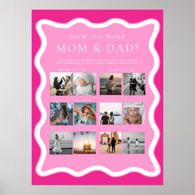 Wave Pink How Old Were Mum and Dad Photo Game Poster (Front)