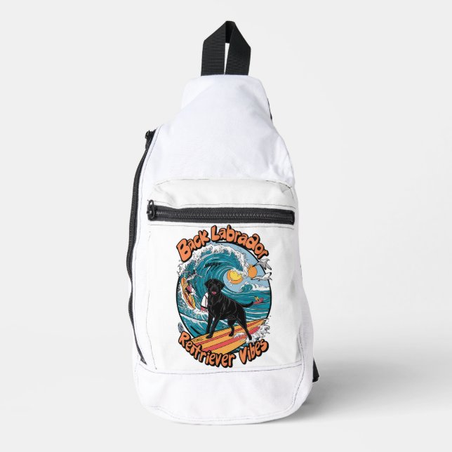 Wave Rider Black Labrador Retriever Pup Sling Bag (Front)
