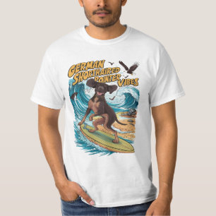 Wave Rider German Shorthaired Pointer Surfing  T-Shirt