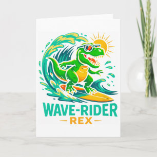 Wave-rider Rex Funny Surfing Dinosaur T-rex Summer Card