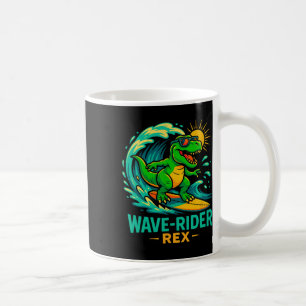 Wave-rider Rex Funny Surfing Dinosaur T-rex Summer Coffee Mug