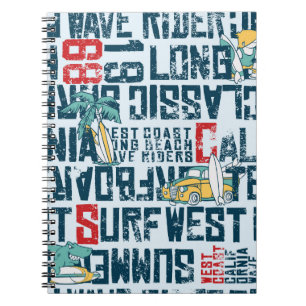 Wave rider west coast California surfing team grun Notebook