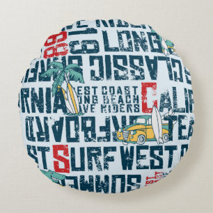 Wave rider west coast California surfing team grun Round Cushion