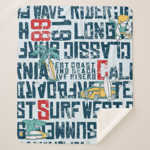 Wave rider west coast California surfing team grun Sherpa Blanket