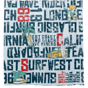 Wave rider west coast California surfing team grun Shower Curtain