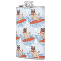Wave riding happy pug dog on surfboard scarf band