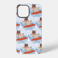 Wave riding happy pug dog on surfboard scarf band