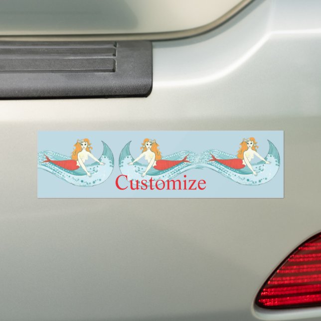Wave-Riding Mermaid Thunder_Cove Bumper Sticker (On Car)