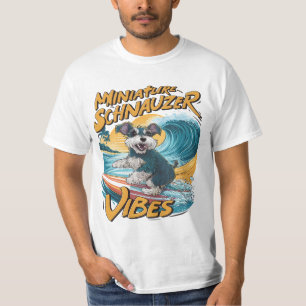 Wave-Riding Miniature Schnauzer Surfing Adventure T-Shirt
